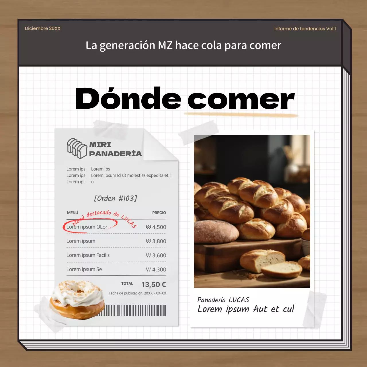 Guía de notas kitsch y modernas en marrón y gris