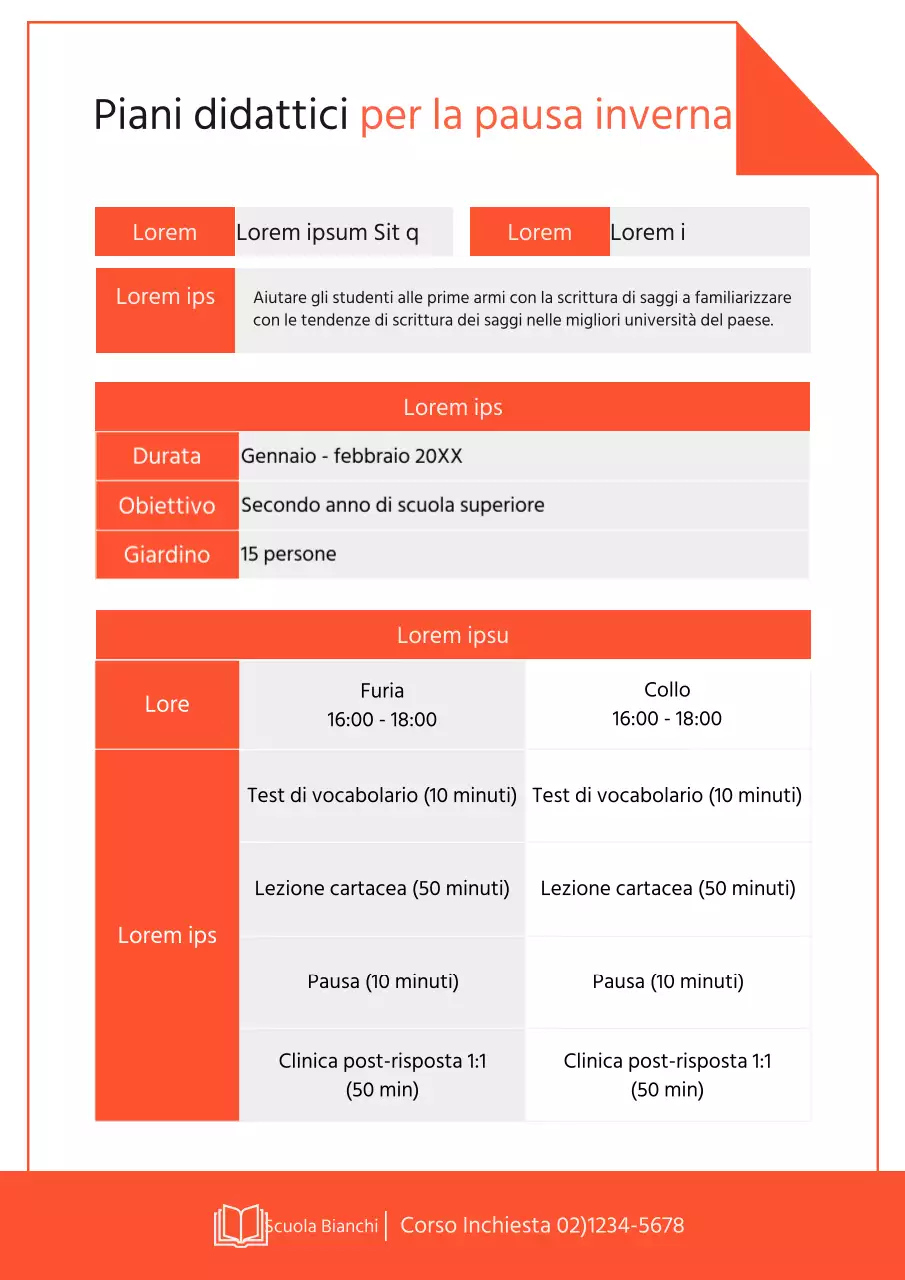 Guida ai piani semplici per le vacanze scolastiche in rosso e grigio