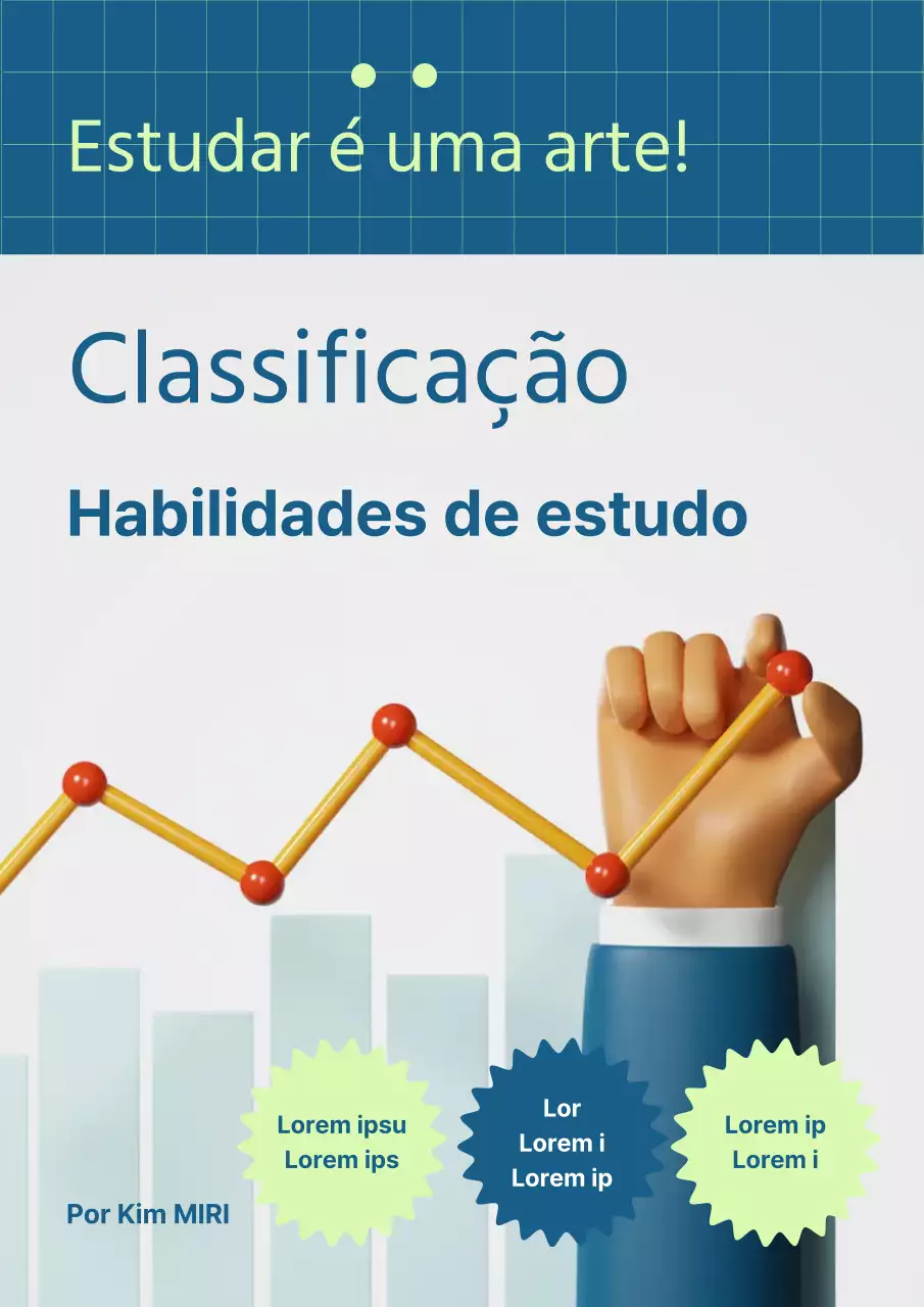 Capa de livro de competências de estudo modernas em azul e menta