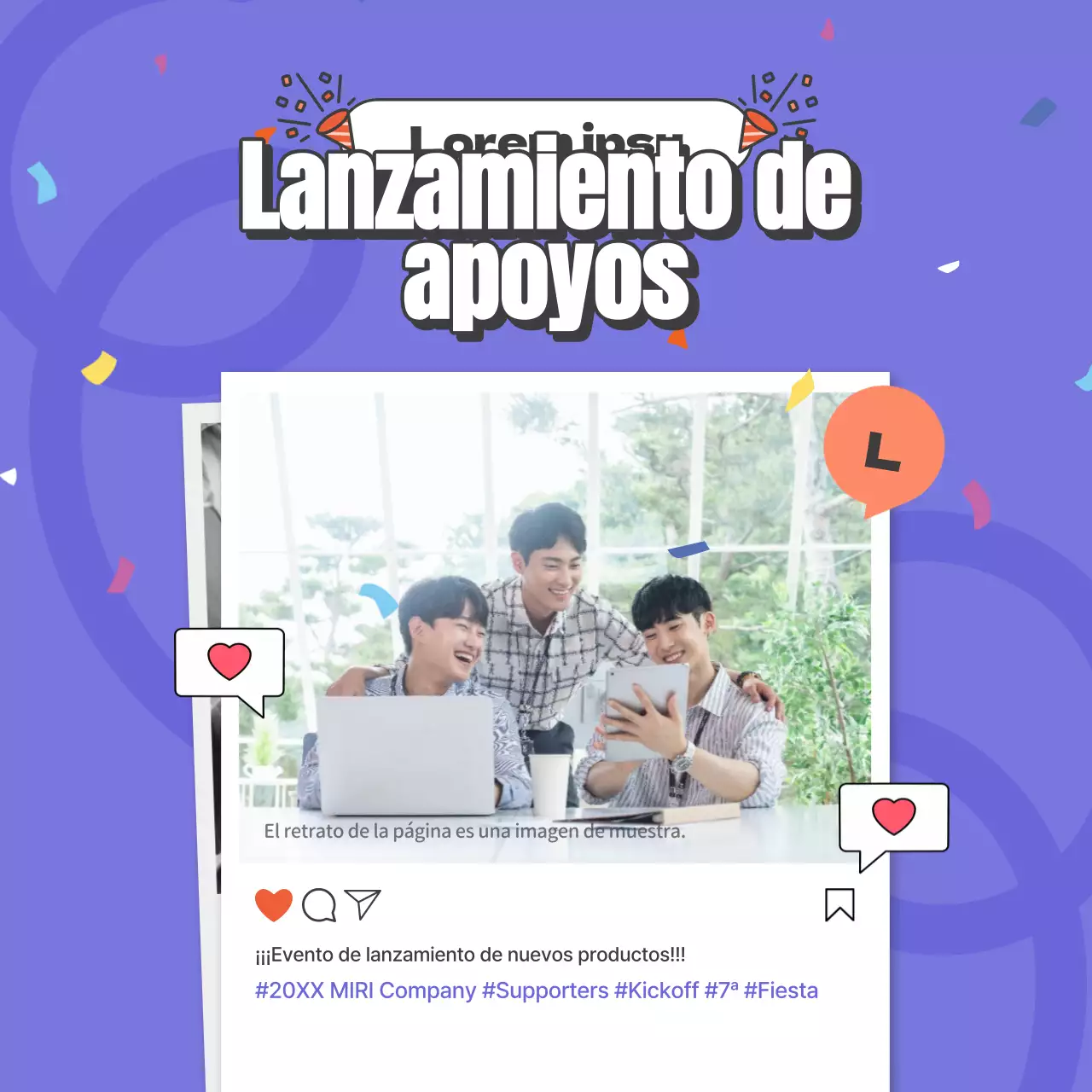 Promoción de un sencillo lanzamiento de hinchas en púrpura y rojo.