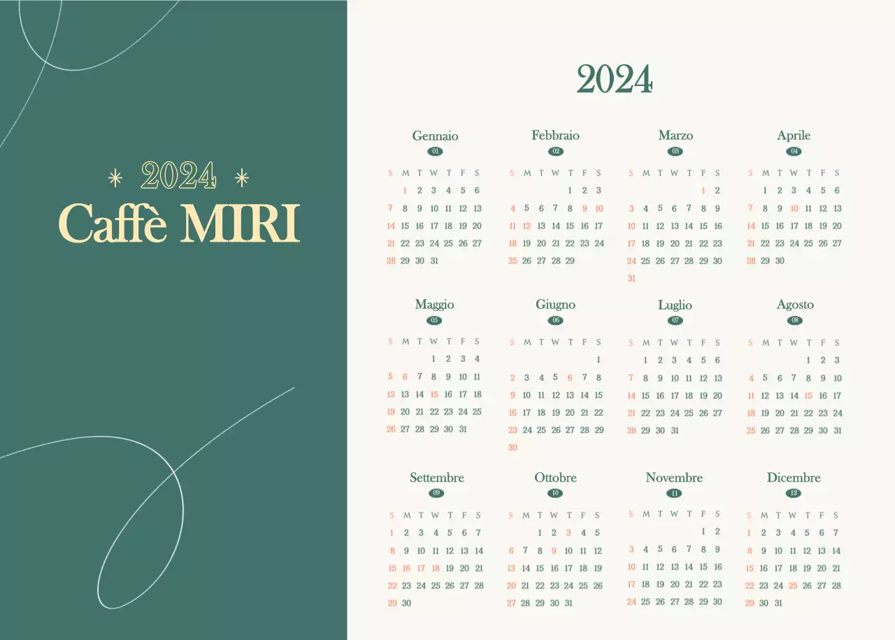 Calendario dei bar con i consigli per le bevande del mese