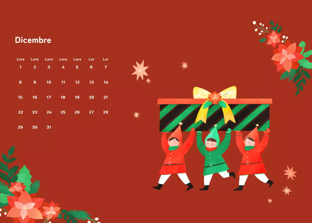 Un calendario di Capodanno caldo e illustrato