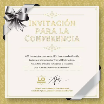 Lujosas invitaciones de conferencia en oro y plata