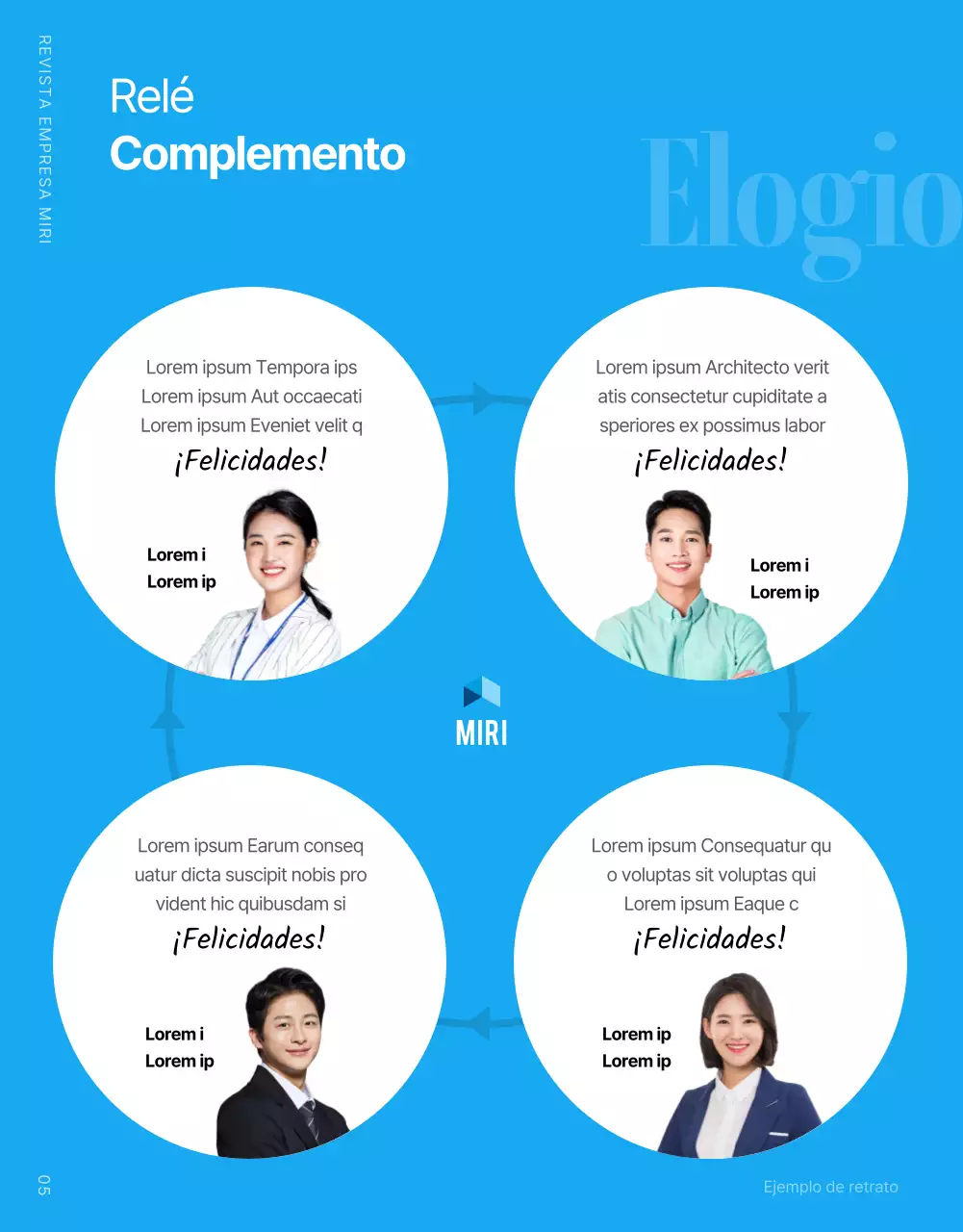 Revista interna corporativa moderna en azul claro y blanco