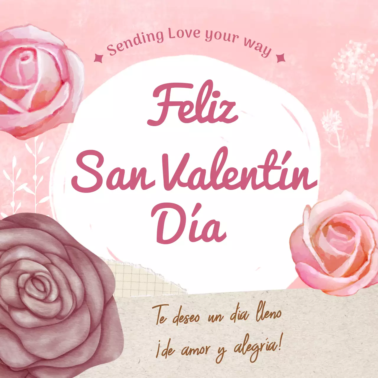 Anuncio clásico rosa y blanco para San Valentín