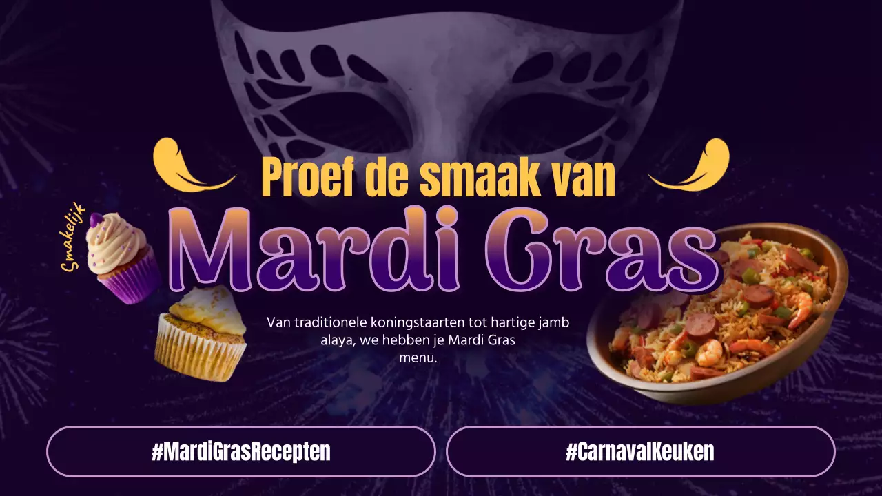 Paarse en gele fantasie Mardi Gras recepten