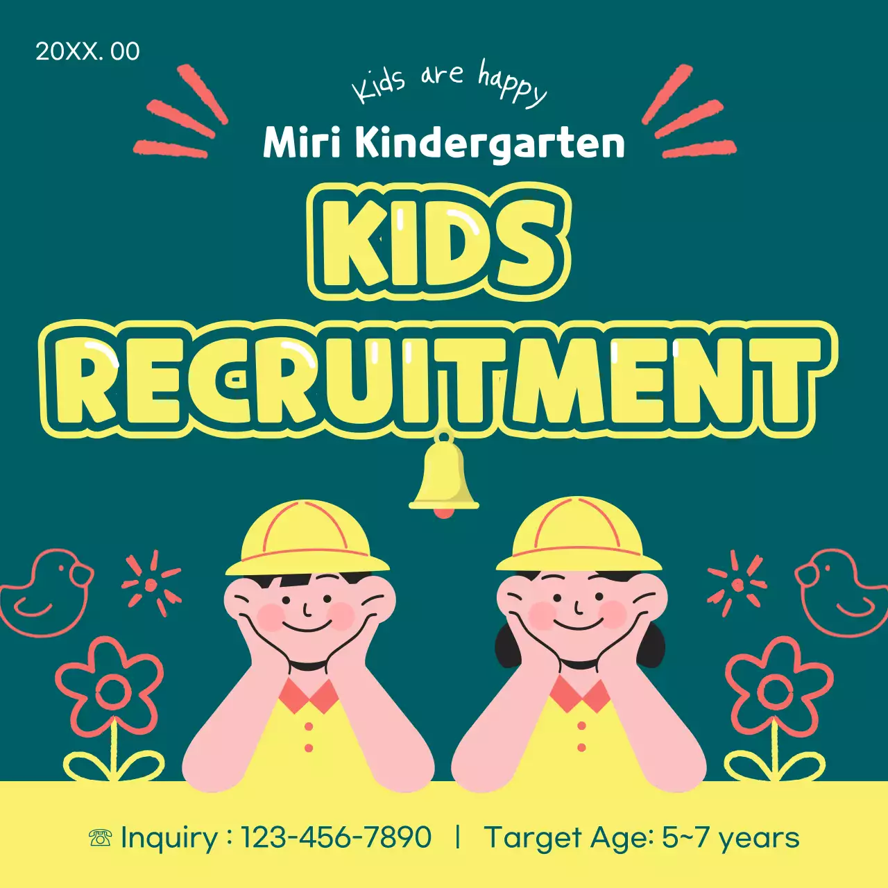 Green Simple Kids Recruitment Social Media Post