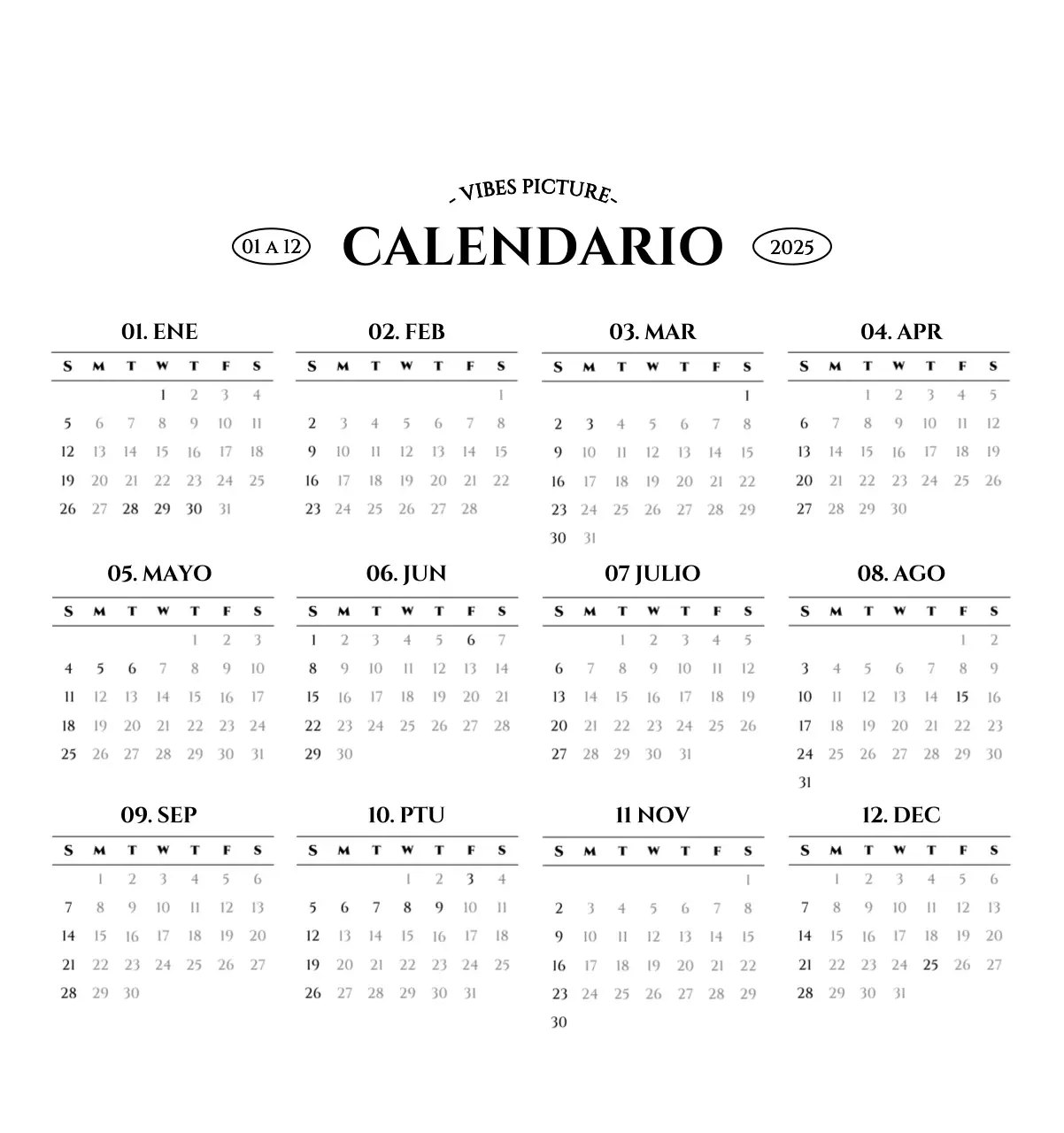 Calendario de pared de estilo sencillo con concepto de fotografía de viajes emocional en blanco y negro