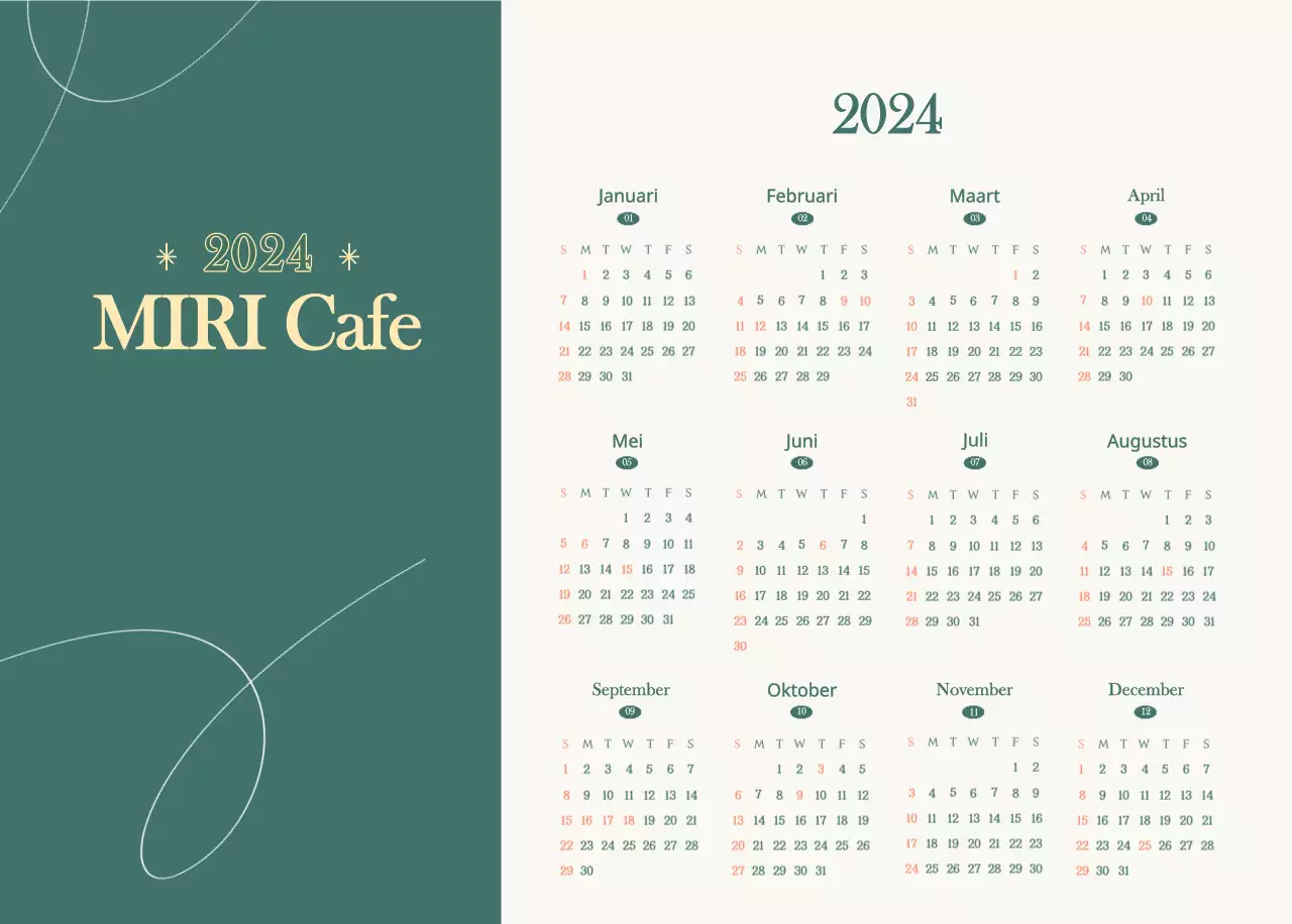 Cafékalender met aanbevelingen voor de drank van de maand