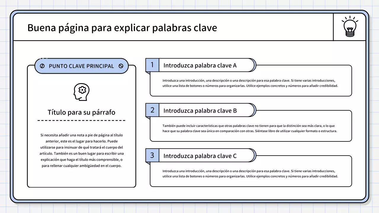Un sencillo informe de síntesis de color azul claro