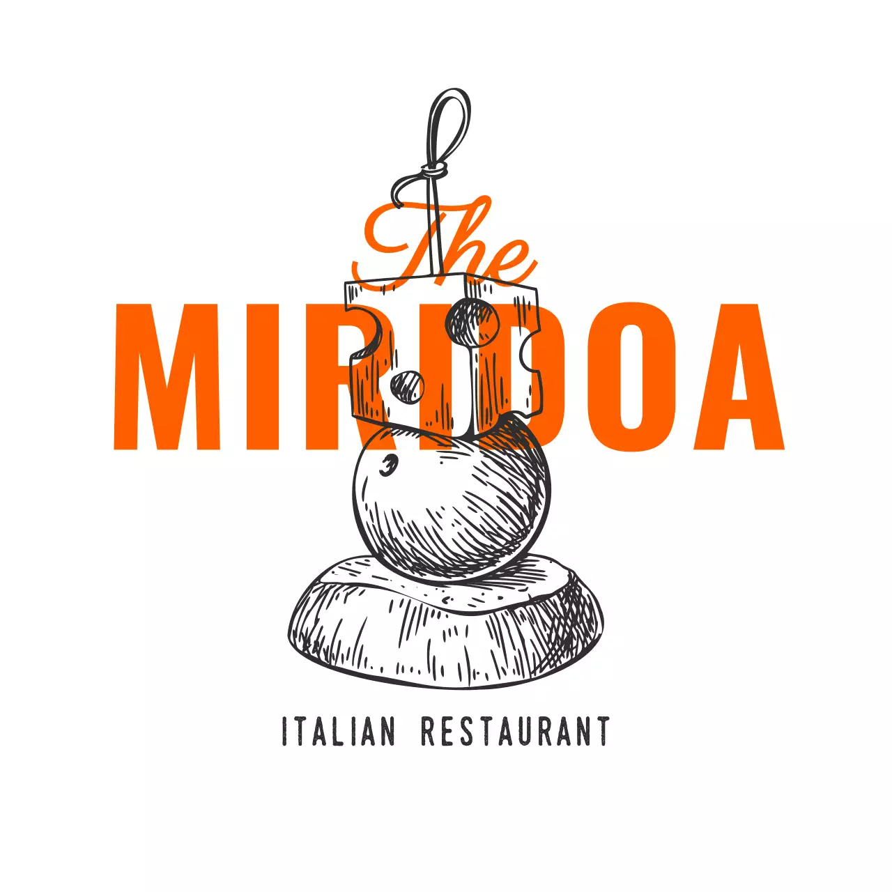 スケッチイラストのレストランタイポグラフィコンセプト