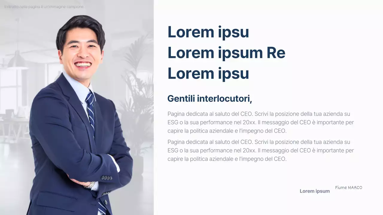 Un semplice rapporto ESG in blu navy e blu chiaro