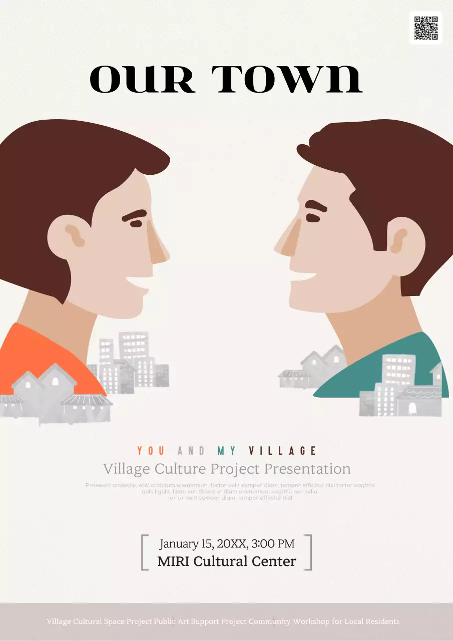 Beige Simple Village Event Poster