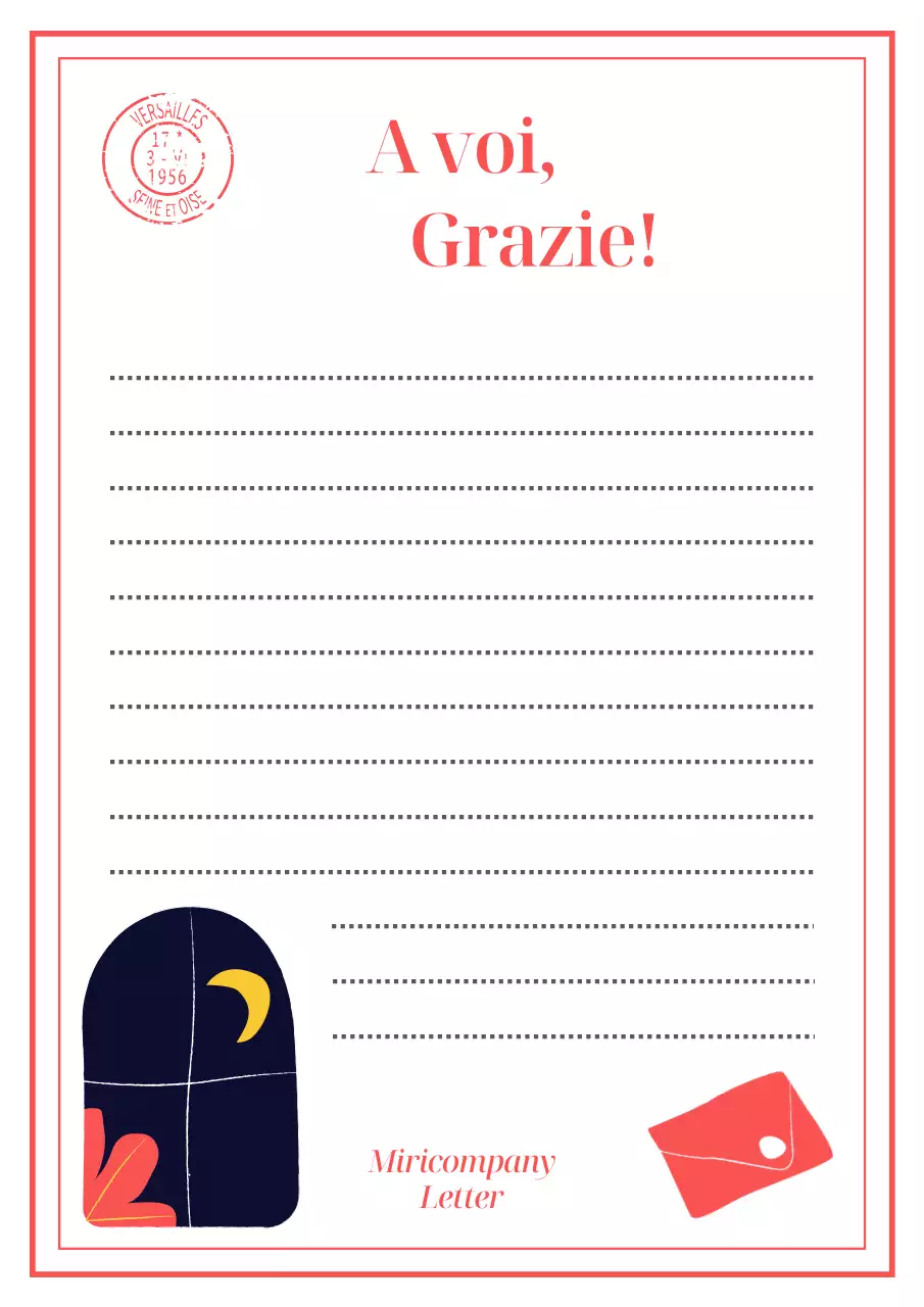 Invito a lettera semplice in rosso e blu navy