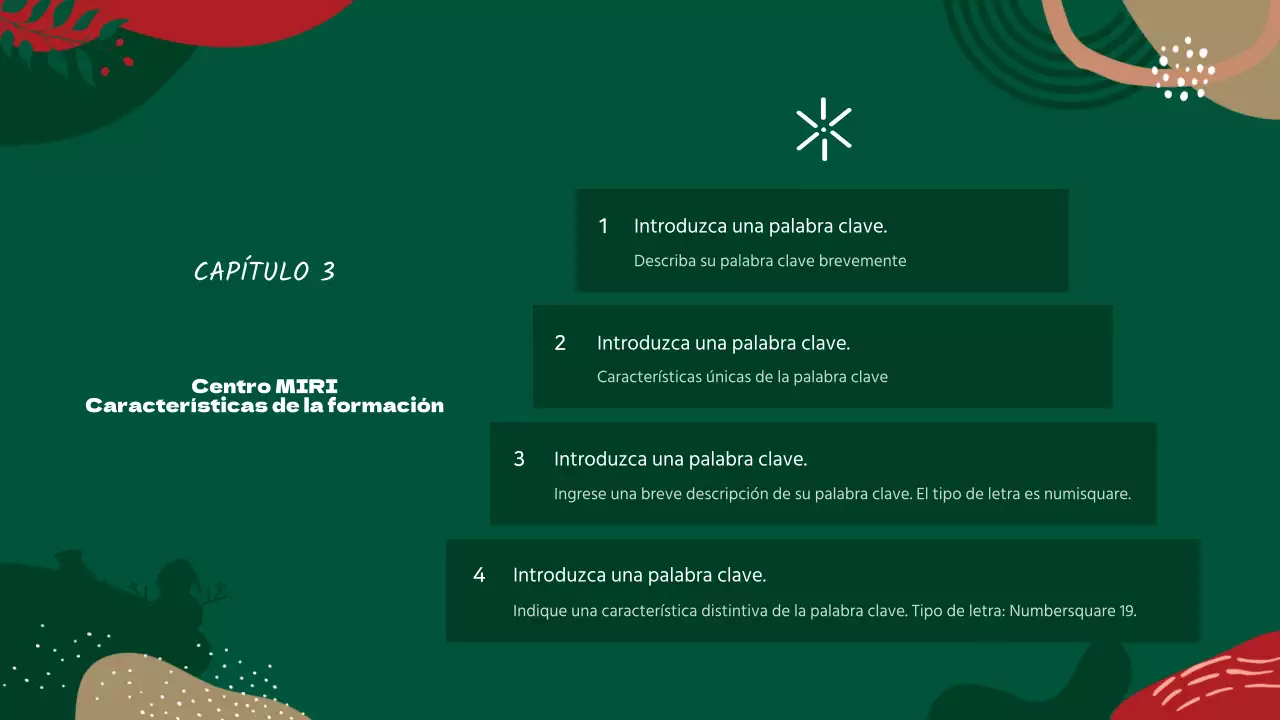 Guía de formación de voluntarios con motivos geométricos rojos y verdes
