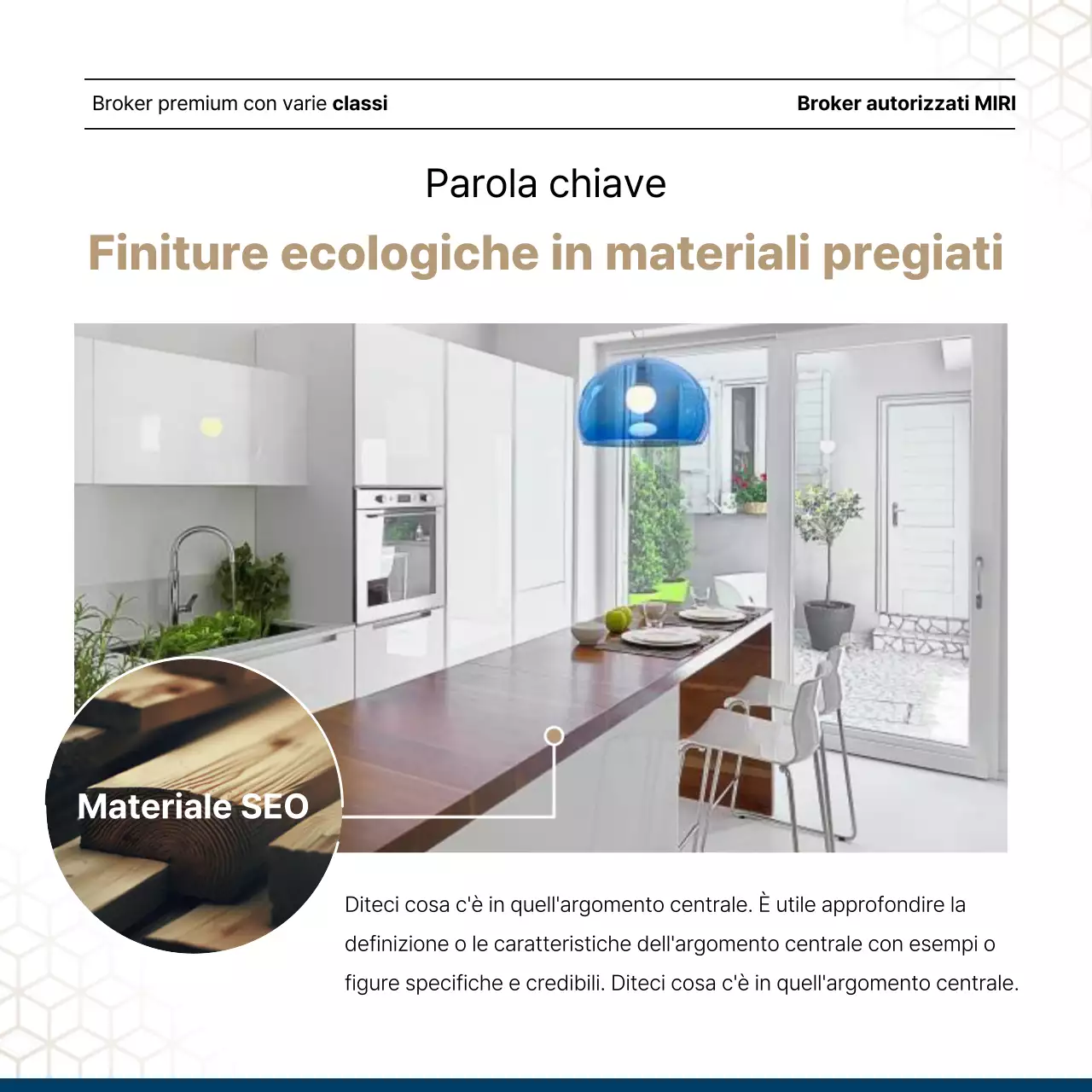 Lussuoso annuncio immobiliare in blu navy e oro di un agente immobiliare.