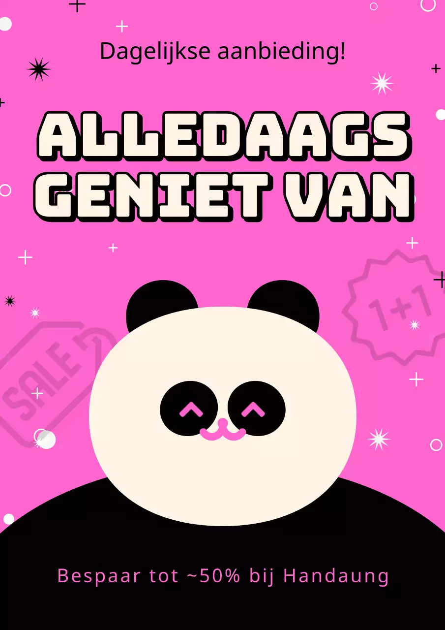 Advertentie voor uitverkoop in winkelcentrum in roze en zwart