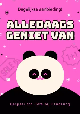 Advertentie voor uitverkoop in winkelcentrum in roze en zwart