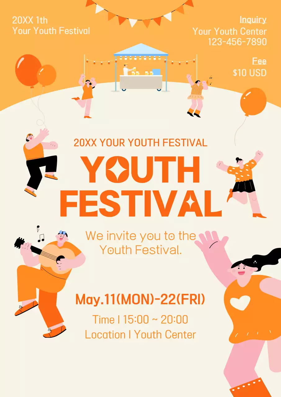 Orange Trendy Youth Event Poster