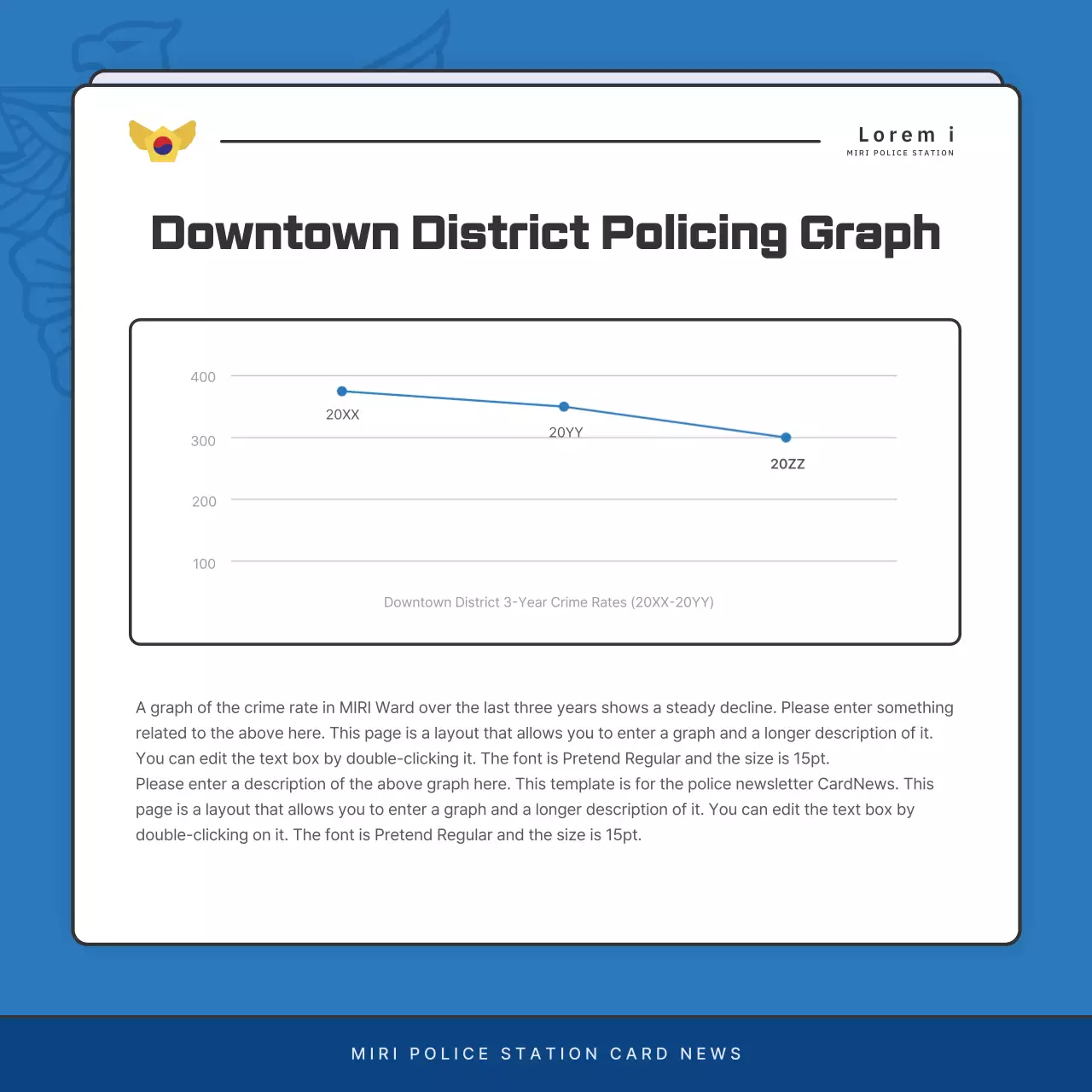 Default police department newsletter postings in blue and navy blue