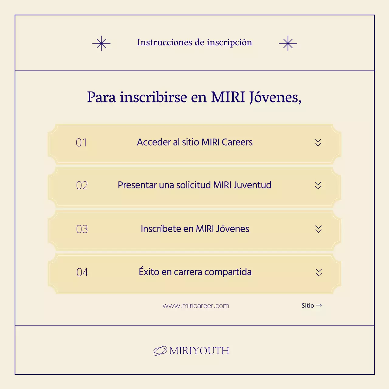 Un sencillo puesto de reclutamiento comunitario en azul marino y beige