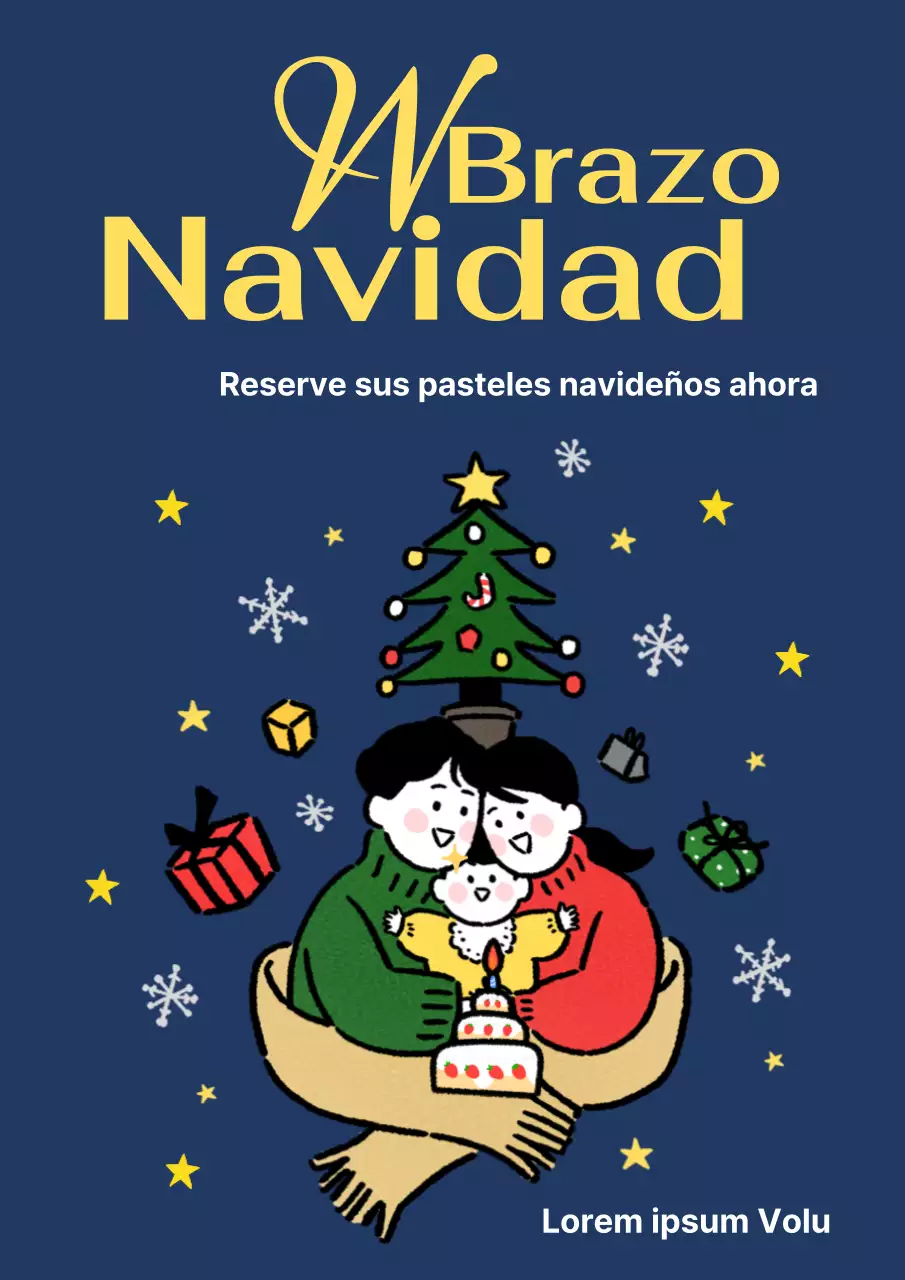 Anuncio de descuento de reserva de pastel de Navidad sencillo en azul marino y verde