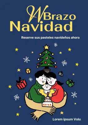 Anuncio de descuento de reserva de pastel de Navidad sencillo en azul marino y verde