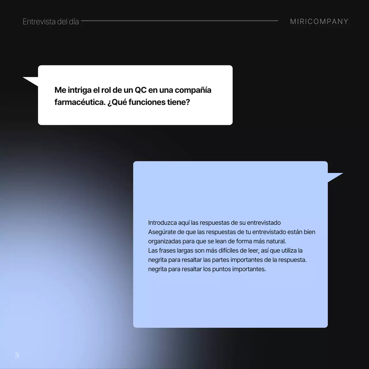 Información minimalista para entrevistas de trabajo en azul claro y negro