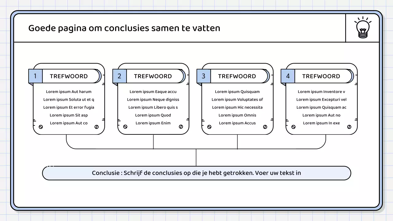 Een eenvoudig, lichtblauw samenvattend rapport