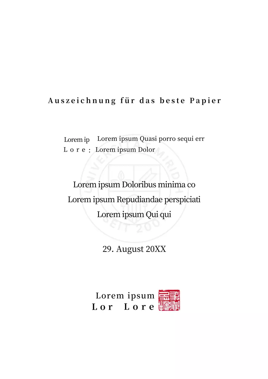 Einfaches Konzept für den Preis für die beste Arbeit an der Universität mit einem Formular für den Schulpreis