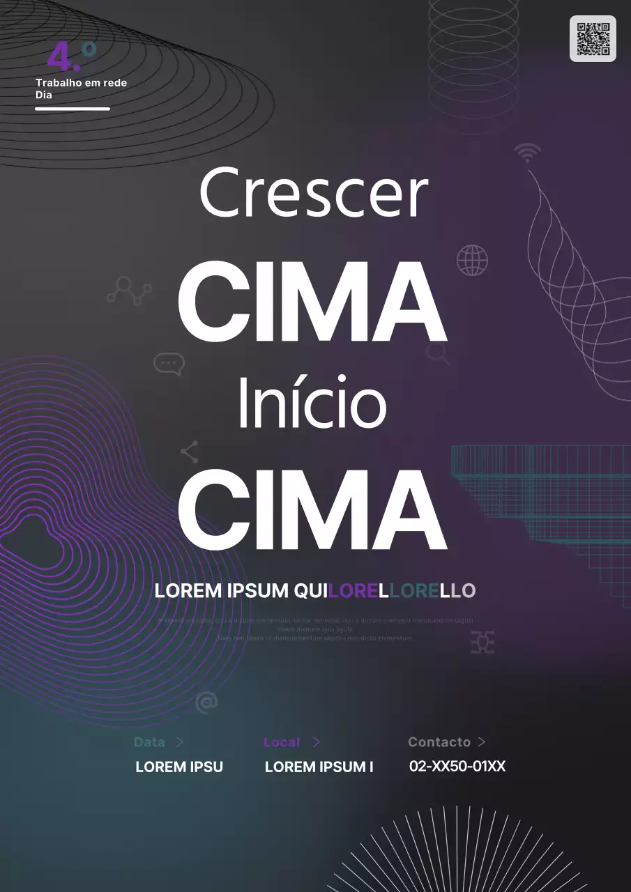 Promover um dia geométrico roxo e verde para a criação de redes