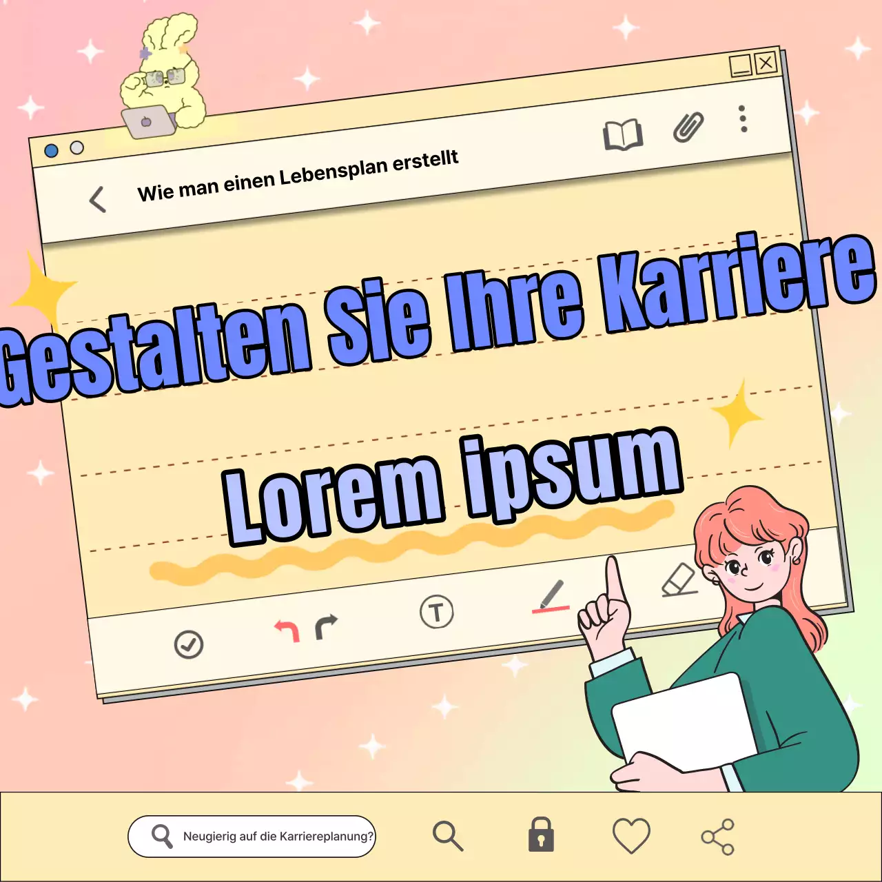 Ein Leitfaden für die Karriereplanung mit einem gelben, kitschigen Notizblockkonzept