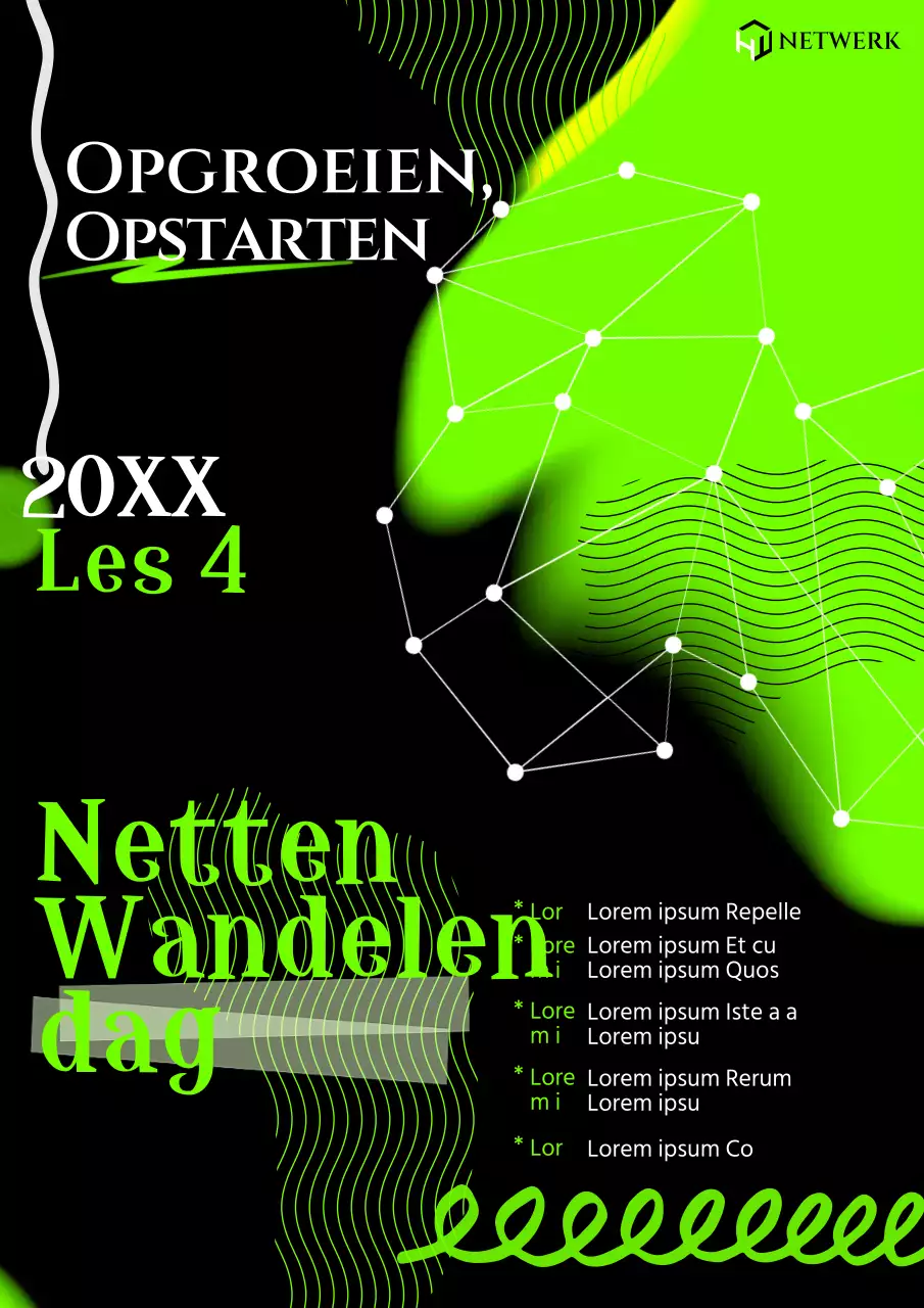 Promoot cyberstyle netwerkposters in limoengroen en zwart