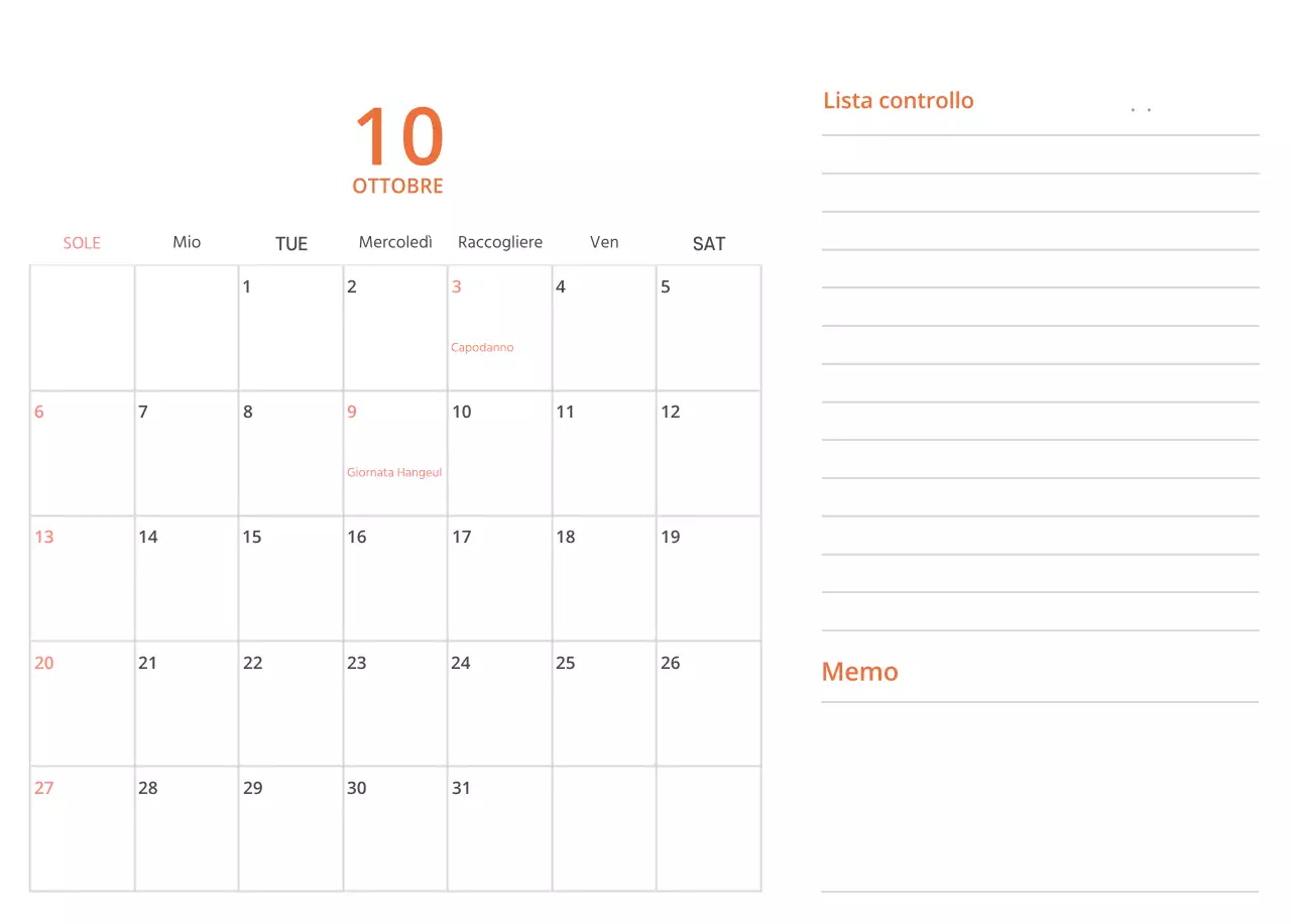 Simpatico calendario da tavolo illustrato verde a tema famiglia