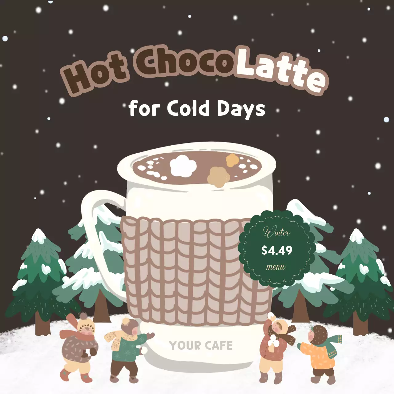 Brown Vintage Hot Chocolate Promotion Social Media Post