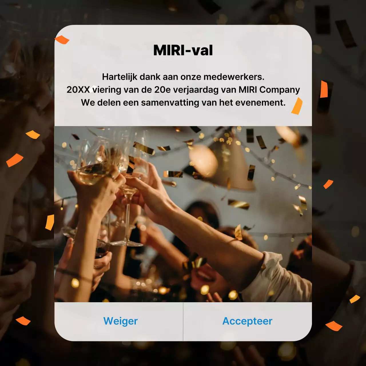 Promoot een eenvoudig openingsevenement in wit en oranje