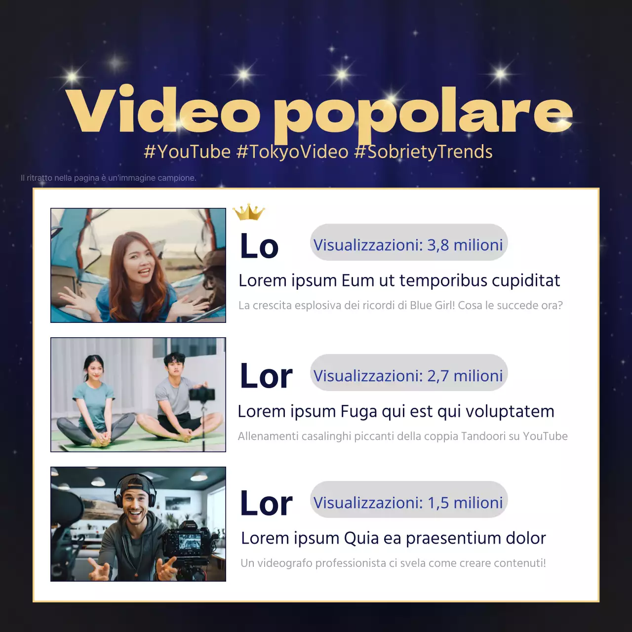 Contenuto di lusso in oro e blu navy Informazioni di fine anno