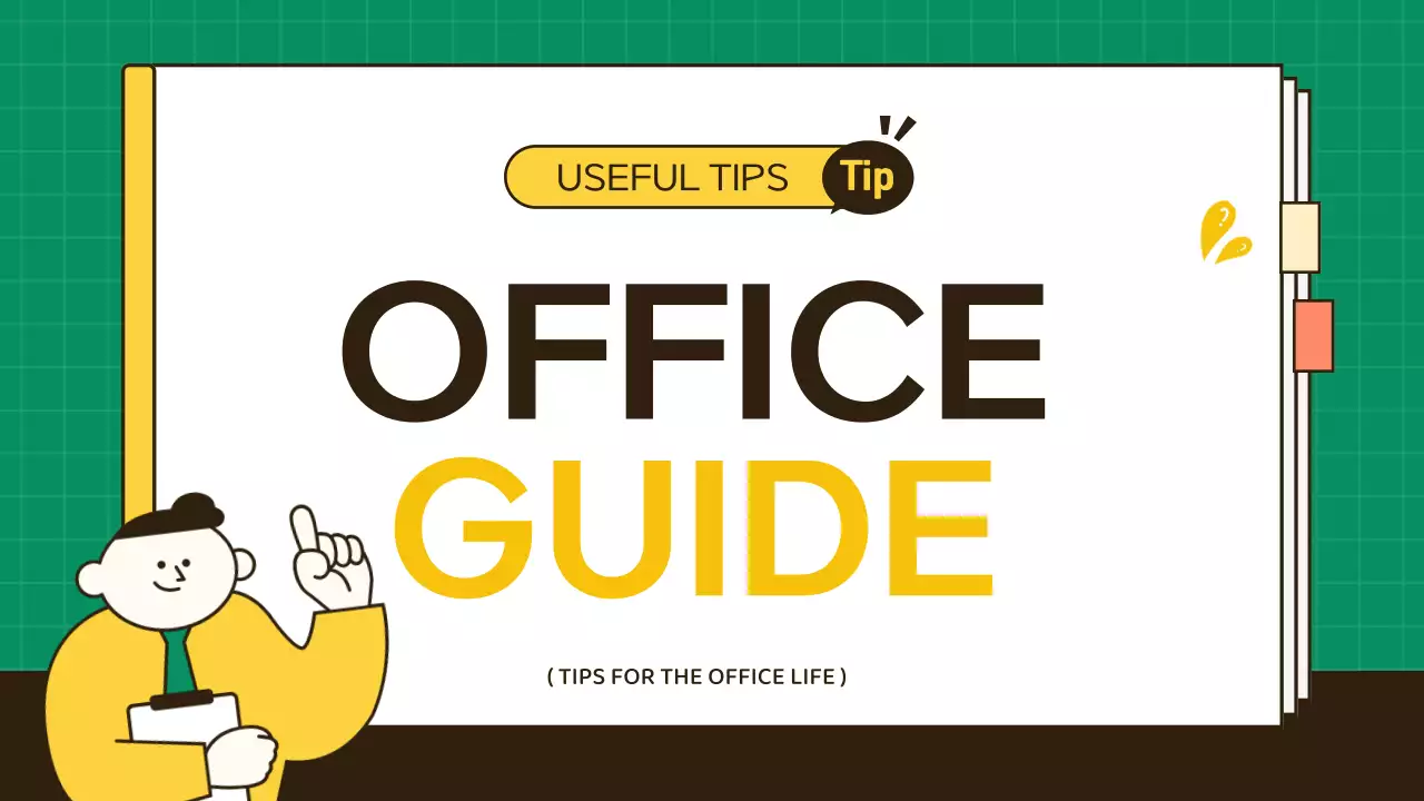 노랑과 초록색의 심플한 직장생활 업무 꿀팁 정보