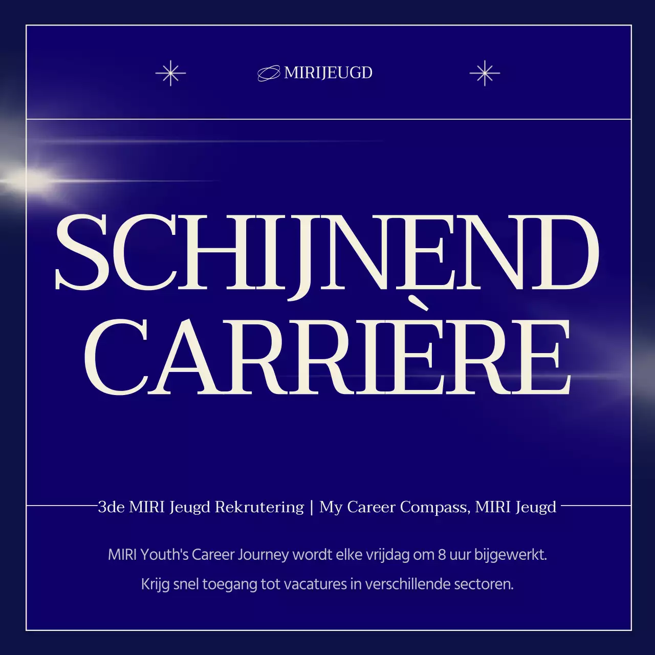 Een eenvoudige gemeenschapswervingspost in marineblauw en beige