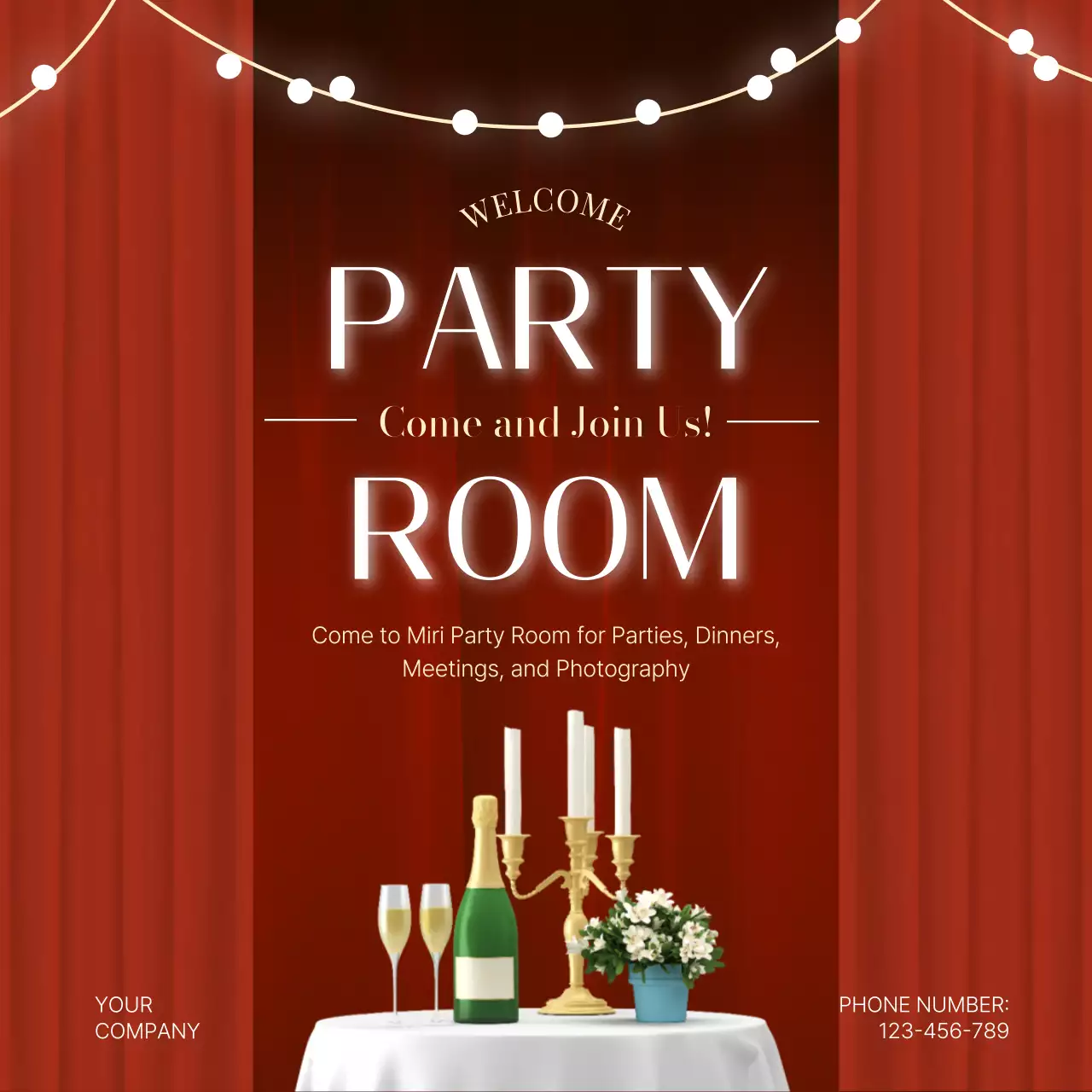 Red Elegant Party Promotion Social Media Post