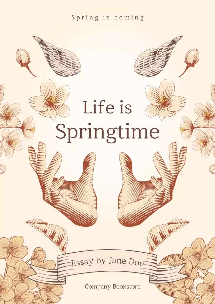 Beige Elegant Spring Essay Book Cover