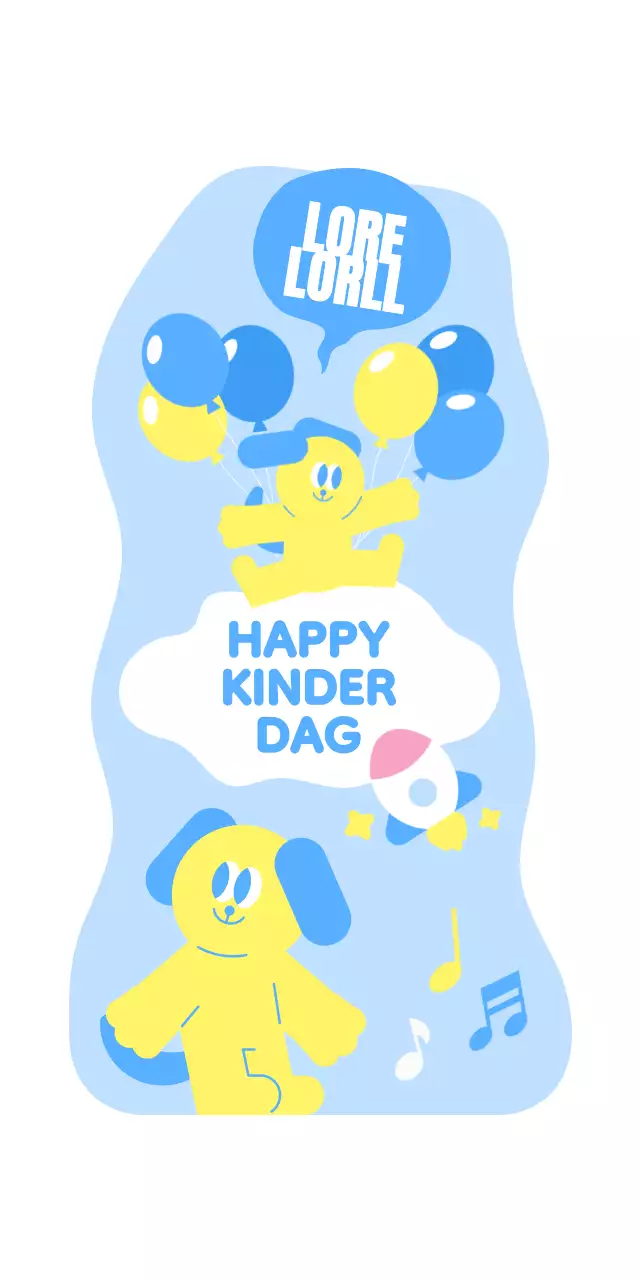 Kinderdag evenement met kleurrijke en schattige karakters op de steltenloper