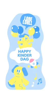 Kinderdag evenement met kleurrijke en schattige karakters op de steltenloper