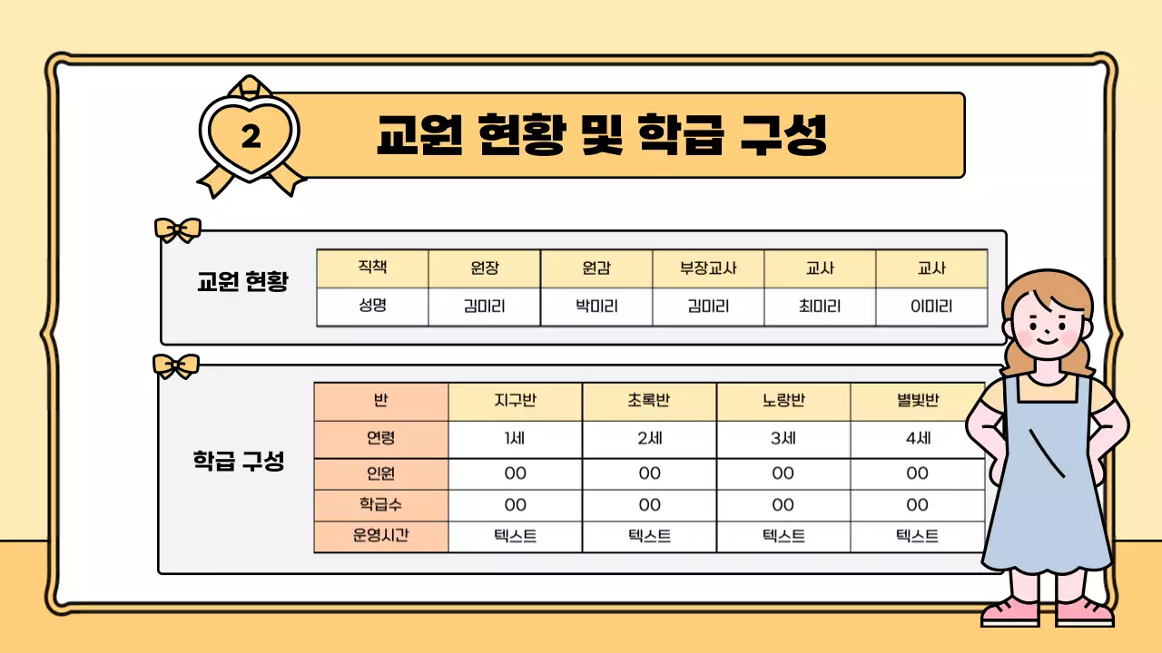 주황과 노랑의 아기자기한 어린이집 학부모 오리엔테이션 정보