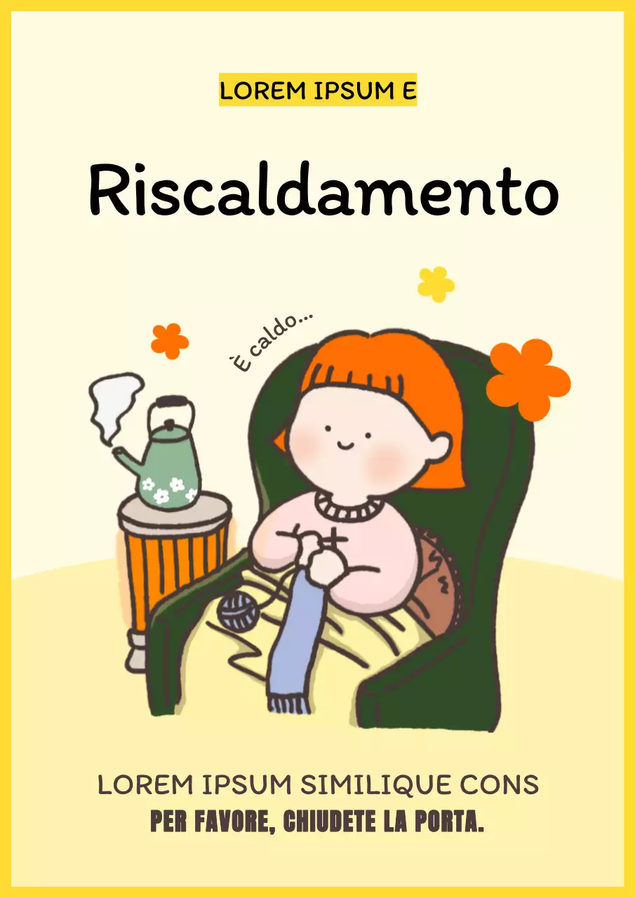 Un allegro avviso di riscaldamento giallo e arancione