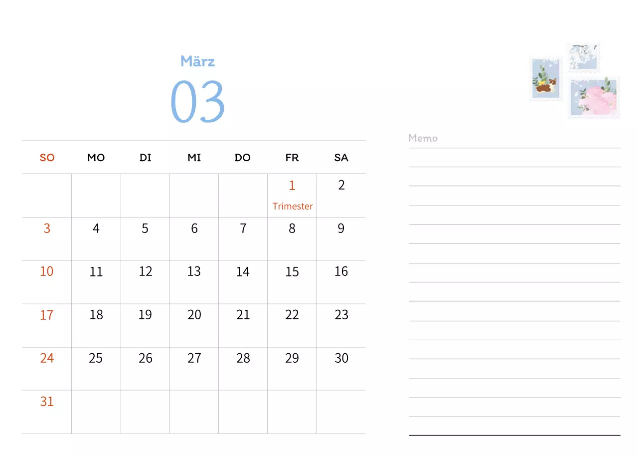 Stempelillustrationen mit einem warmen Konzept