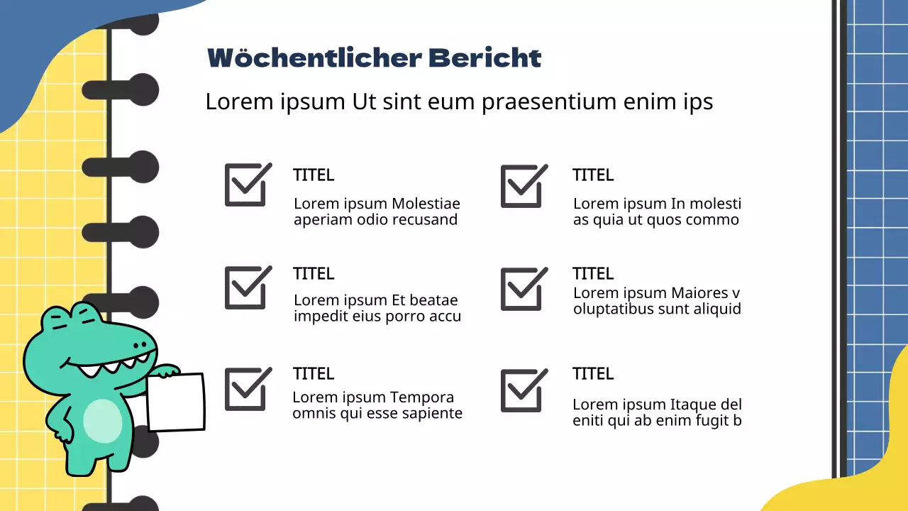 Blaue und gelbe Trendy Marketing Studie Notizen Bericht
