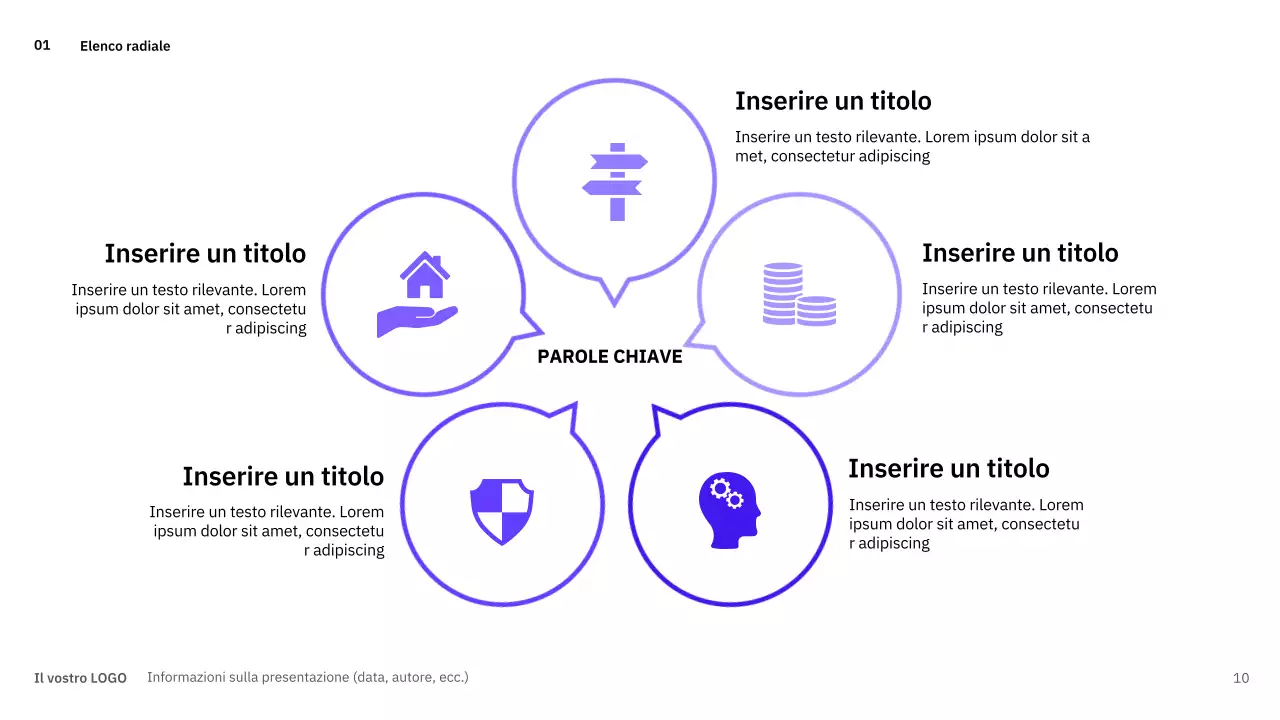 Layout semplici e variegati in blu per la pianificazione