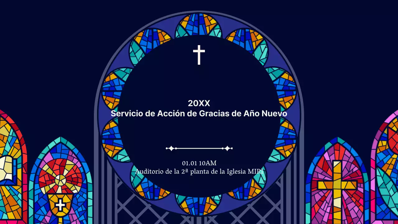 Guía de servicios religiosos sencillos en azul marino y beige