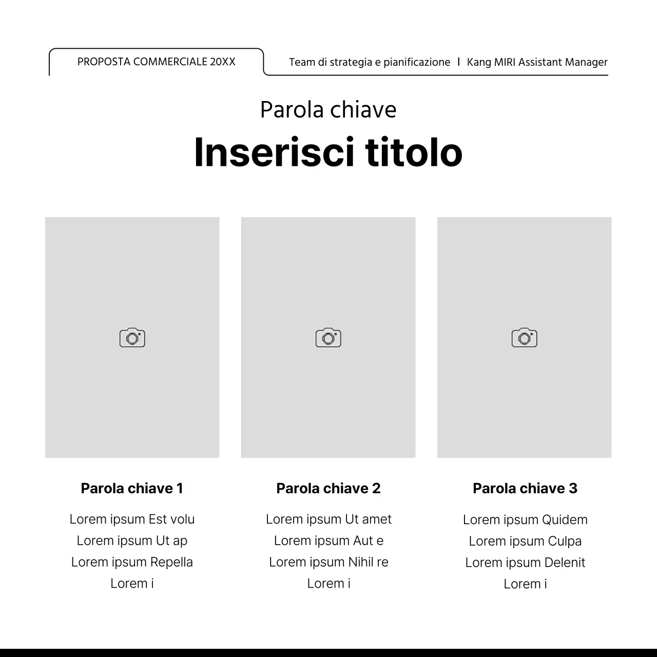 Promuovete un layout con molte cornici semplici in bianco e nero.